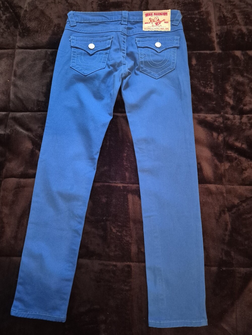 True Religion Billy Super T Bootcut Jeans Women's Size 29 Royal Blue Low Rise - Picture 4 of 9